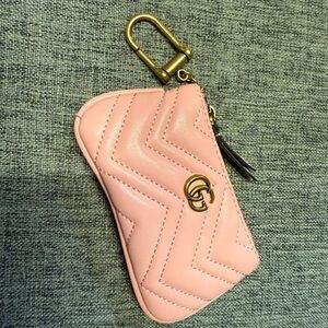 Pink Leather Key Pouch